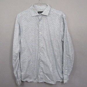 Riley Mens Button Up Shirt XL Blue Slim Fit Long Sleeve Airplane Allover